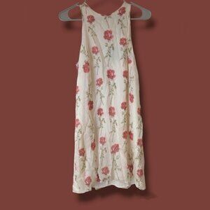 Black Iris Cream Red Rose 100% Silk Sleeveless Mini Slip Dress Evening Romantic